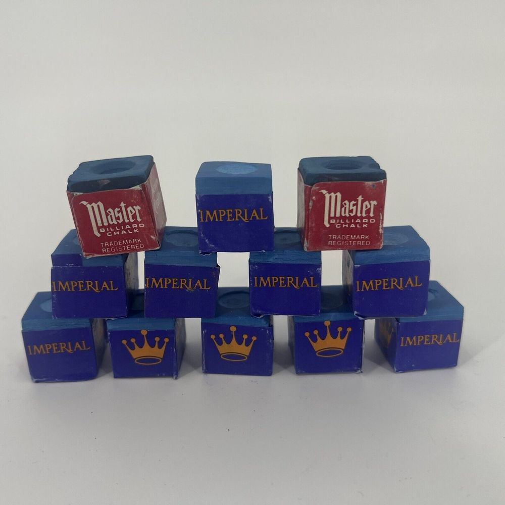 Vintage Professional Billiard Chalk 10 Piece‎ And 2 Vintg Master Total 12 Piece